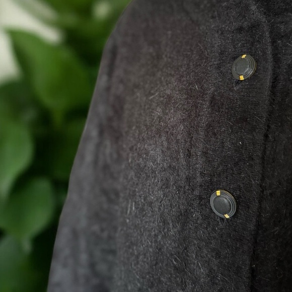 Vintage Fluffy Angora Black Button down Jacket - Picture 2 of 7
